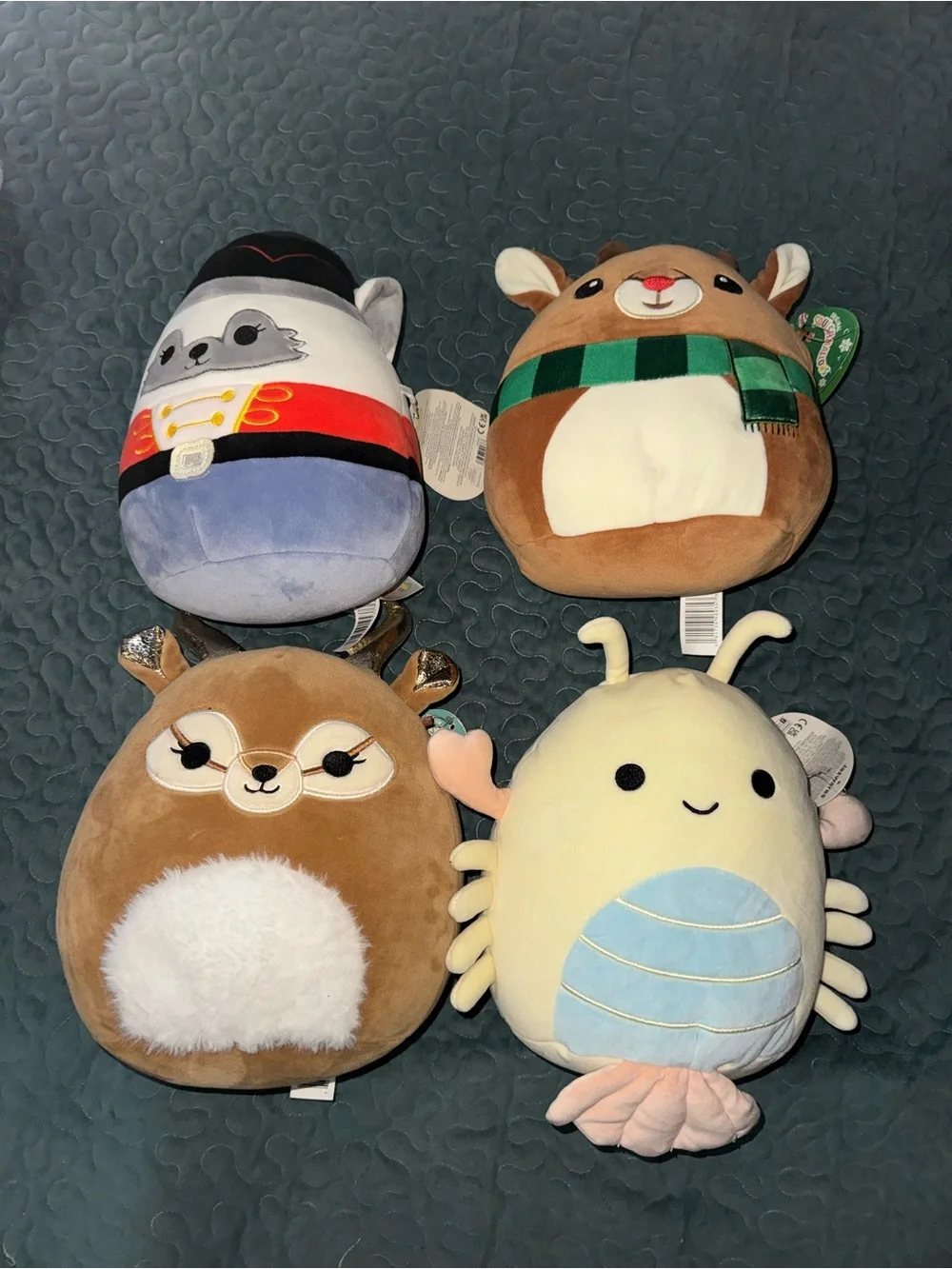 Squishmallows Plush Set - Brown, Cream, Blue, Green